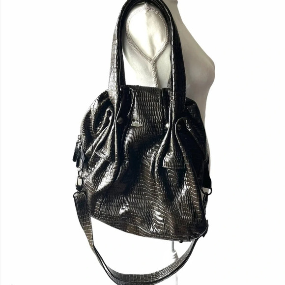 Arcadia | Dark Brown Embossed Snakeskin Bag - Picture 3 of 8